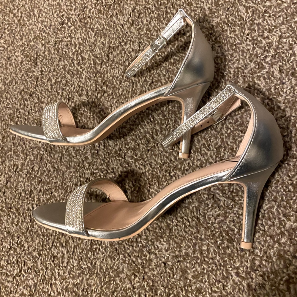 Silver Rhinestone Dress Heels - Picture 3 of 4